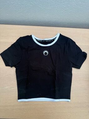 Marine Serre Black Crescent Moon Baby Tee XS | Logo Fitted Top